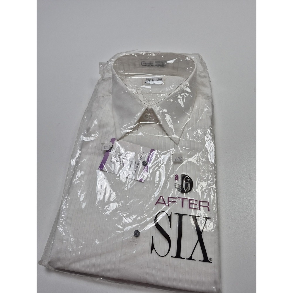 After Six Dress Shirt Mens 15.5 36/37 White Pleated French Cuff Formal Tuxedo